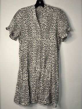 AllSaints Black and White Leopard Print Mini Dress